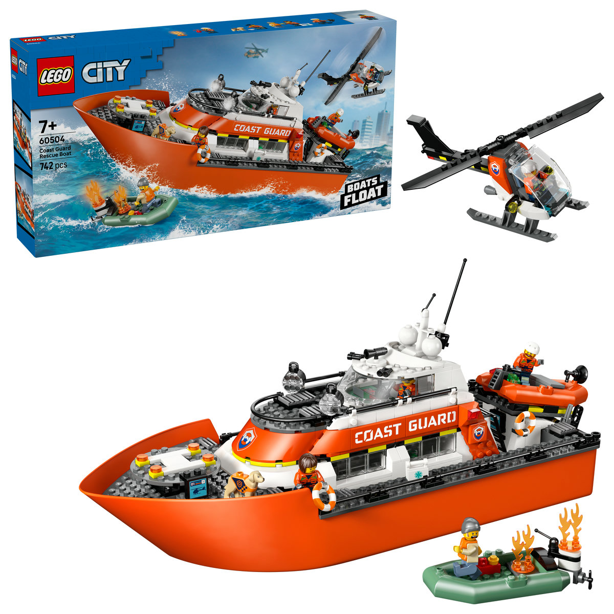 LEGO - Barcă de salvare și elicopter ale Pazei de Coastă